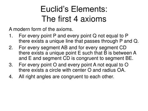 ppt euclid s elements the first 4 axioms powerpoint presentation