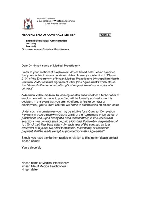 nearing   contract letter