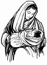 Mary Jesus Mother Baby Clipart Virgin Drawings Christmas Drawing Maria Visit sketch template