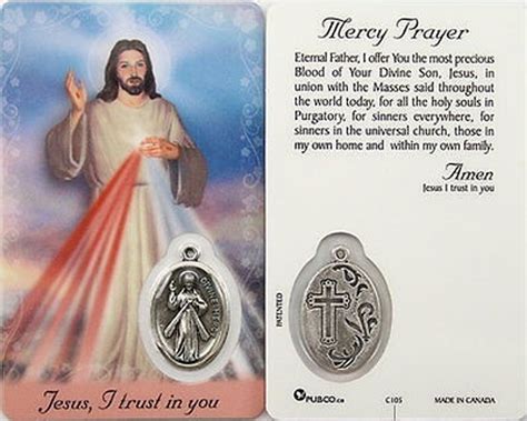 mercy prayer divine mercy holy card  medal