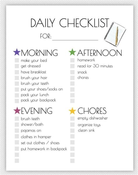 editable daily checklist daily routine printable daily etsy