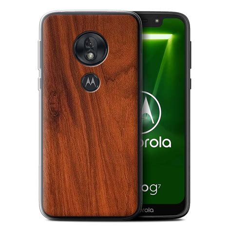 Stuff4 Gel Tpu Case Cover For Motorola Moto G7 Play Mahogany Wood Grain