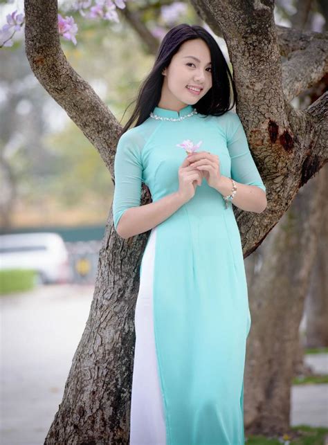 Ao Dai Vietnam Long Dress Sky Blue Double Layers Hien Thao Shop