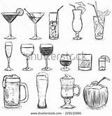 Drawing Drinks Sketches Alcohol Vector sketch template