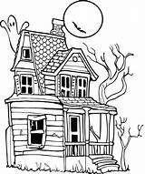 Haunted Coloring Scary sketch template