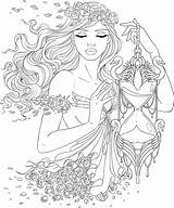 Coloring Pages Adult Artsy Line Time Uncolored Printable Adults Girl Book Fairy People Books sketch template