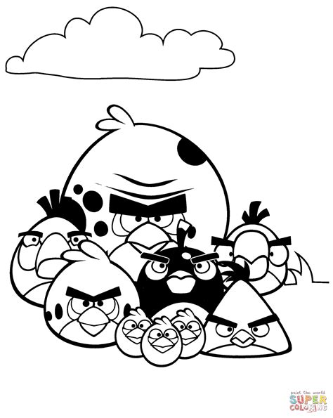 angry birds  flock coloring page  printable coloring pages