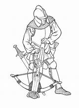 Coloring Crossbow Warrior Pages Knights sketch template