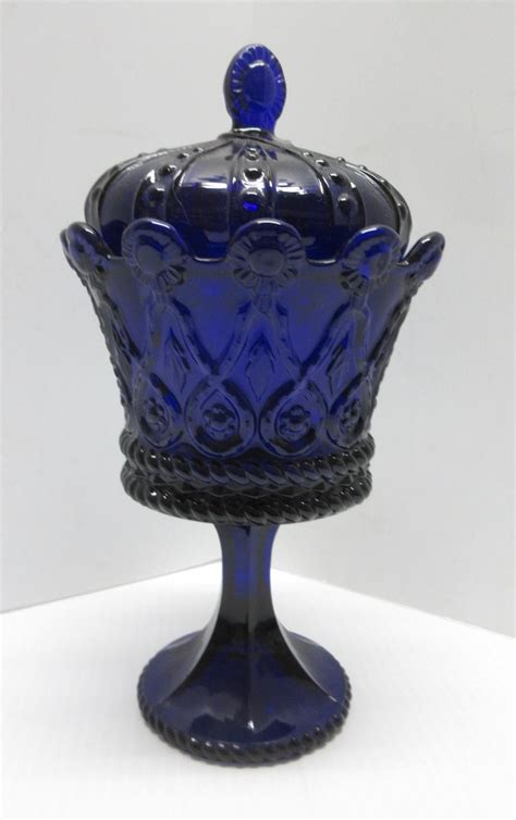 Albrecht Auctions Early Century Cobalt Blue Glass Compote Candy Dish