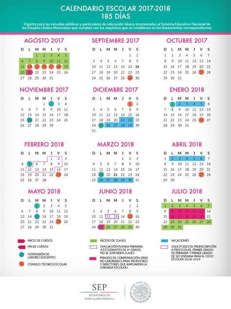 calendario escolar    sep oficial