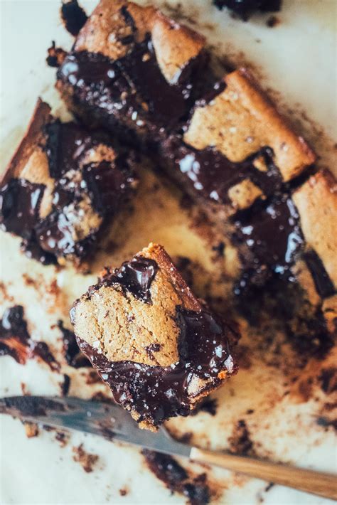 Flourless Chocolate Chunk Tahini Blondies • Bare Root Girl Flourless