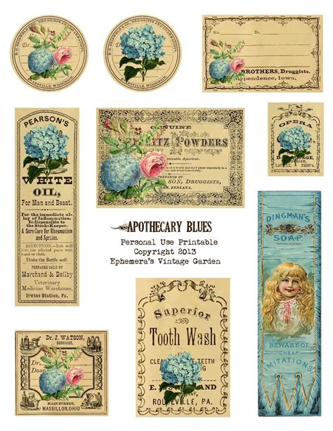 ephemeras vintage garden  printable apothecary labels