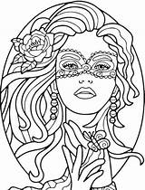 Coloring Pages Women Adults Adult Beautiful Colouring Masquerade Recolor Color Printable Drawing Masked Drawings Cosmetology People Blank Sheets Books Beauty sketch template