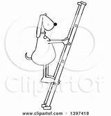 Ladder Climbing Clipart Dog Lineart Cartoon Illustration Djart Royalty Vector sketch template