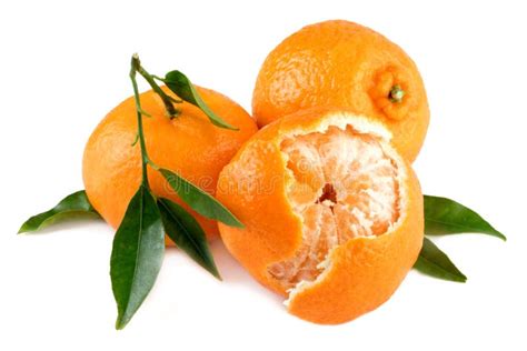 Peeled Tangerine Or Mandarin Fruits Isolated On White Stock Image