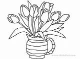 Coloring Vase Flowers Pages Tulip Popular sketch template