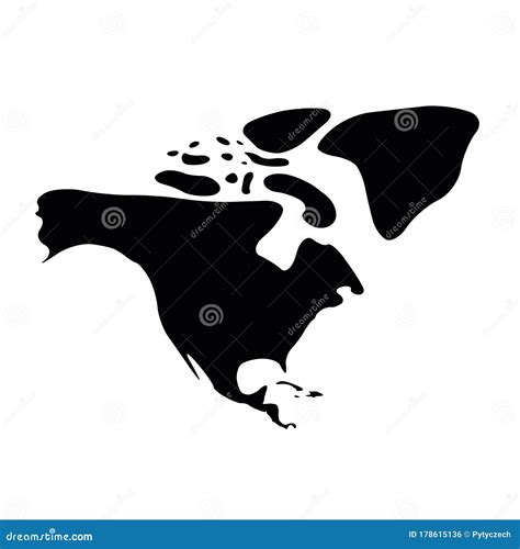 north america black silhouette contour map  continent stock vector