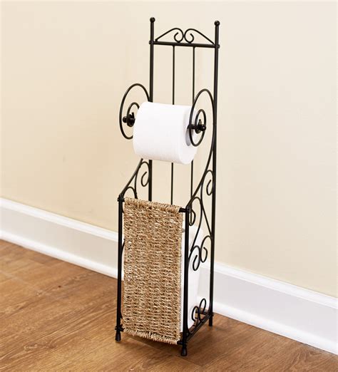 decorative metal toilet paper holder stand  seagrass  sq