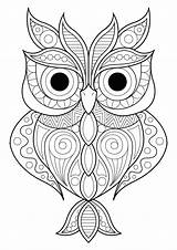 Owl Pages Coloring Template Trippy Simple Owls Patterns sketch template