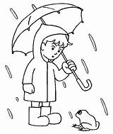 Rainy Coloring Rain Pages Kids Printable Drawing Boy Spring Jacket Umbrella Colouring Days Raining Sheets Print Girl Under His Color sketch template