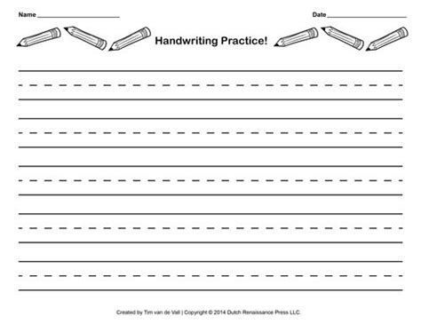 handwriting practice paper  kids blank  templates