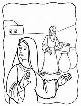 Cana Coloring Wedding Pages Mary Jesus Water Catholic Wine Do Into Tells Whatever He Turns Mother Kids Marriage Colouring Kana sketch template