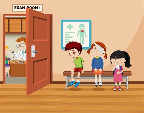 children wait  front  exam room  vector art  vecteezy