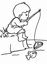 Boy Coloring Pages Little Boys Fishing Printable Colouring Kids Sheets Clipart Rod Fisherman Color Print Cute Man Blue Pole Children sketch template