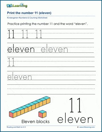 print  number  eleven  learning
