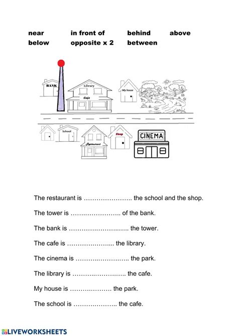 ejercicio de prepositions  place giving directions