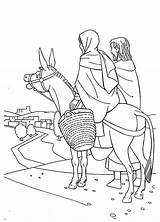 Coloring Mary Donkey Pages Bible Story Joseph Bethlehem Egypt Flight Into Near Color Room sketch template