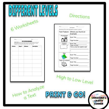 text features worksheets nonfiction activity google tpt