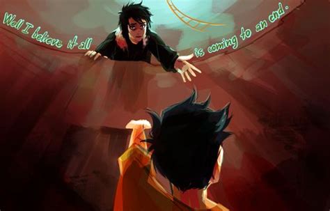 Nico Reaching Out To Percy And Annabeth Whose Falling