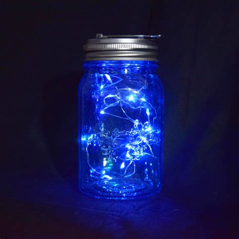 Bulk Pack 6 Wide Mouth Water Blue Mason Jar Lights Hanging Blue Fairy