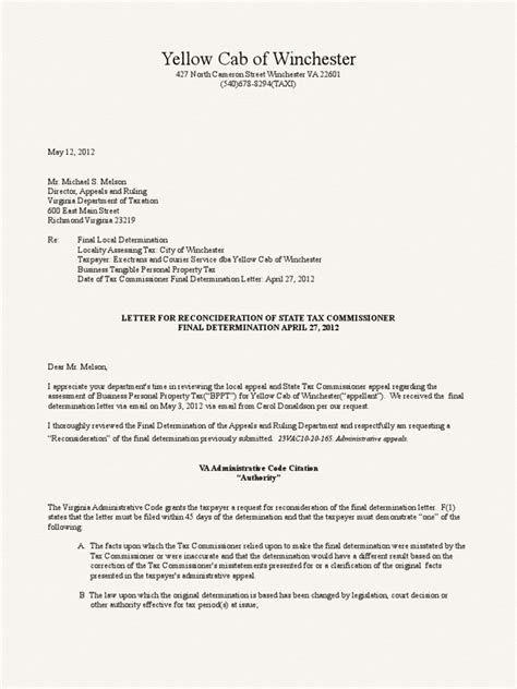 reconsideration letter