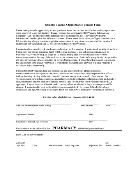 Printable Flu Vaccine Consent Form Template