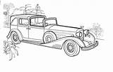Cadillac Coloring Pages Car Town Cars Color Silhouettes Old Drawing Classic Antique sketch template