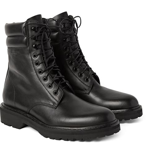 saint laurent leather combat boots  black  men lyst