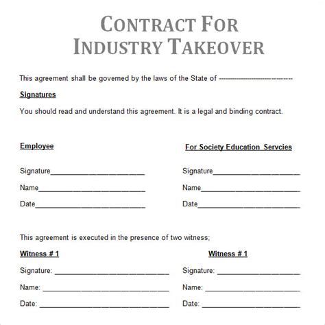 sample contractual agreement templates   ms word