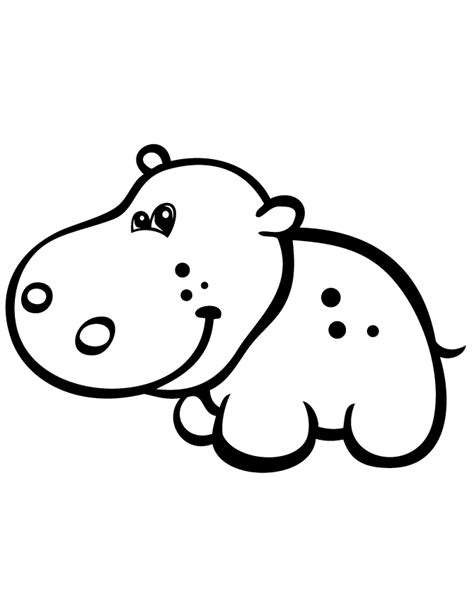 cute baby hippo simple coloring page   coloring pages