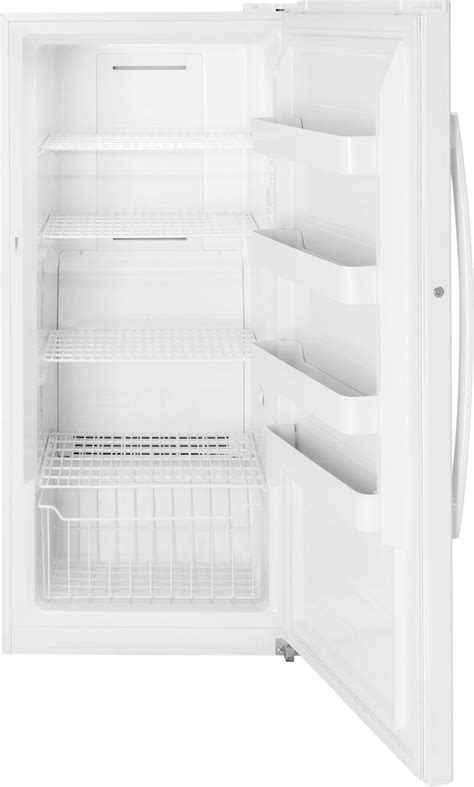 Ge® 28 14 1 Cu Ft Frost Free Upright Freezer In White Wire Shelves