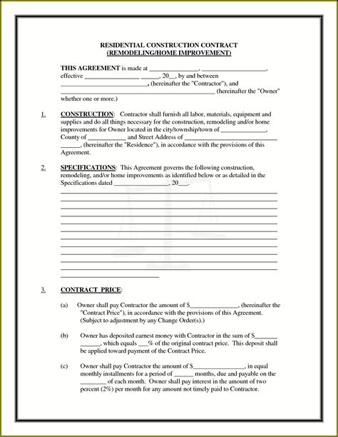 home remodeling contract template  template  resume examples