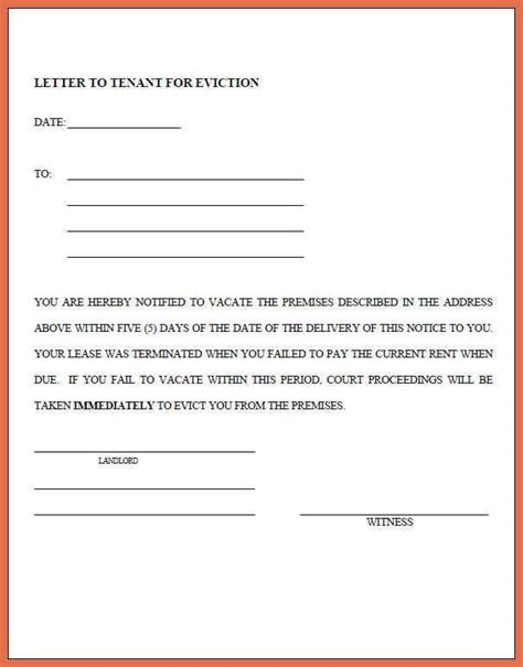 eviction notice template  blank notices  word    eviction
