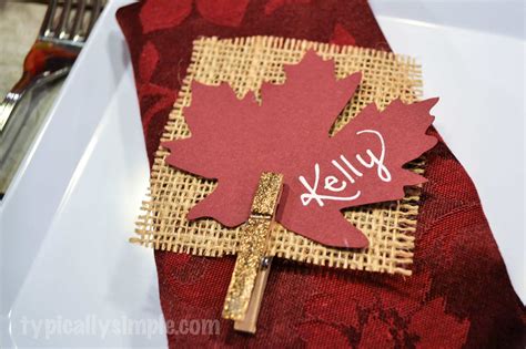 thanksgiving place cards burlap glitter typically simple