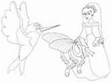 Thumbelina Coloring Pages Hummingbird Admires Wings Ws sketch template