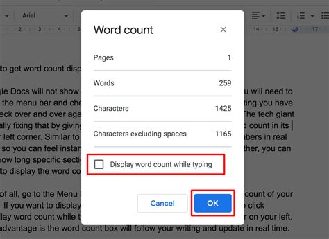 check google docs word count  single click