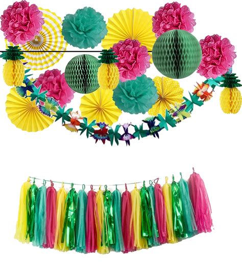 diy tissue paper hawaiian themed party decorations aloha tropical party