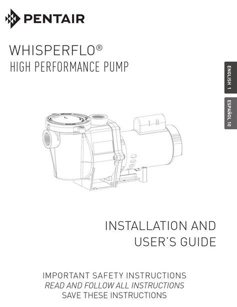 pentair whisperflo installation  user manual   manualslib