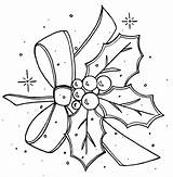 Holly Berry Pages Coloring Template Ribbon sketch template