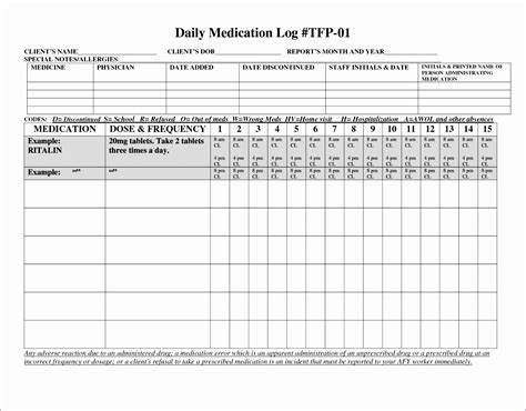 printable daily medication schedule template excel